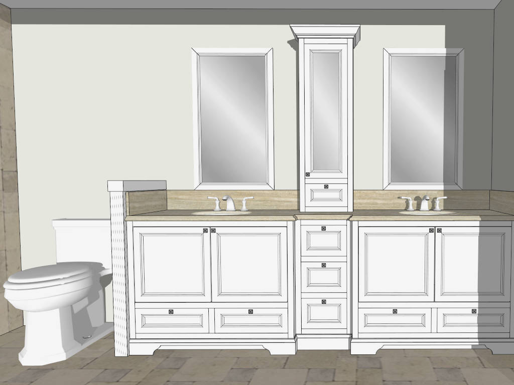 Rectangular Bathroom with Shower Layout Idea sketchup model preview - SketchupBox