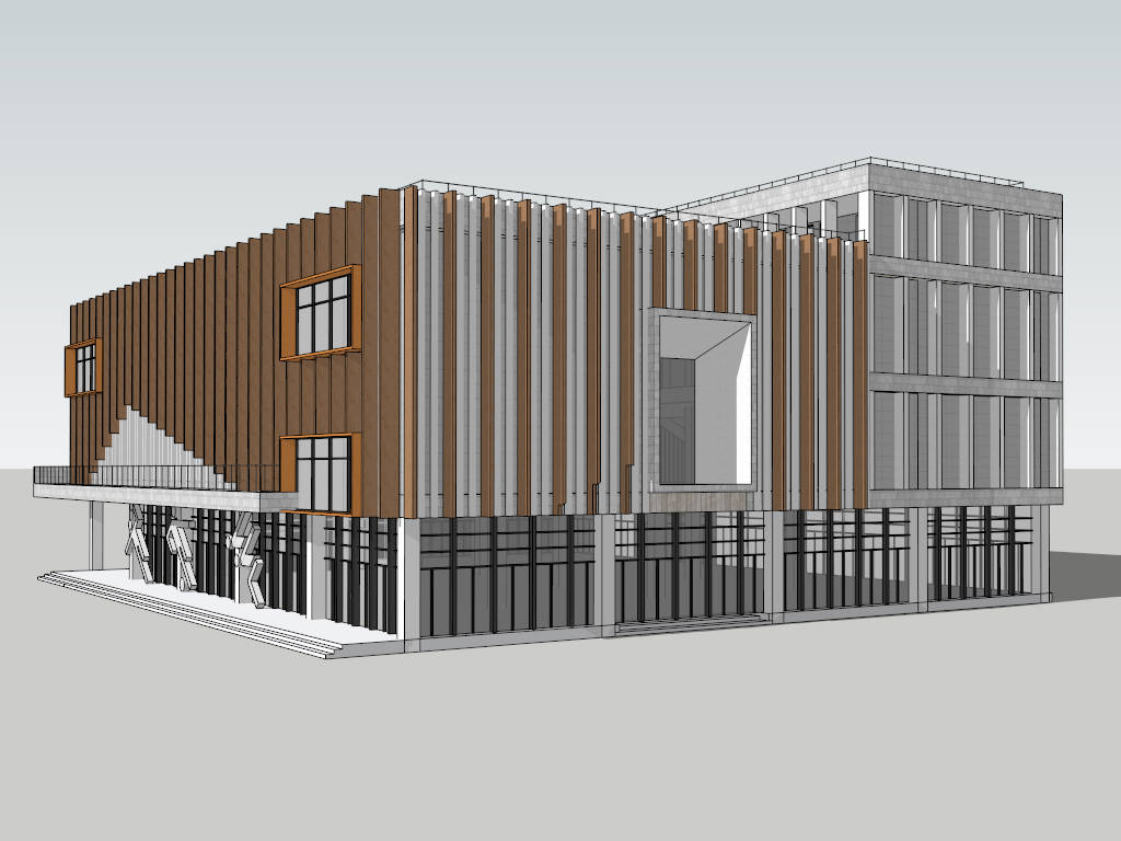 Gymnasium Architecture Design sketchup model preview - SketchupBox