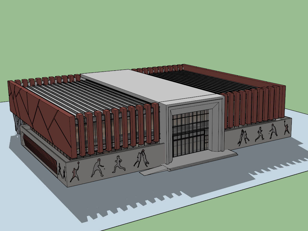 Basketball Arena Exterior sketchup model preview - SketchupBox