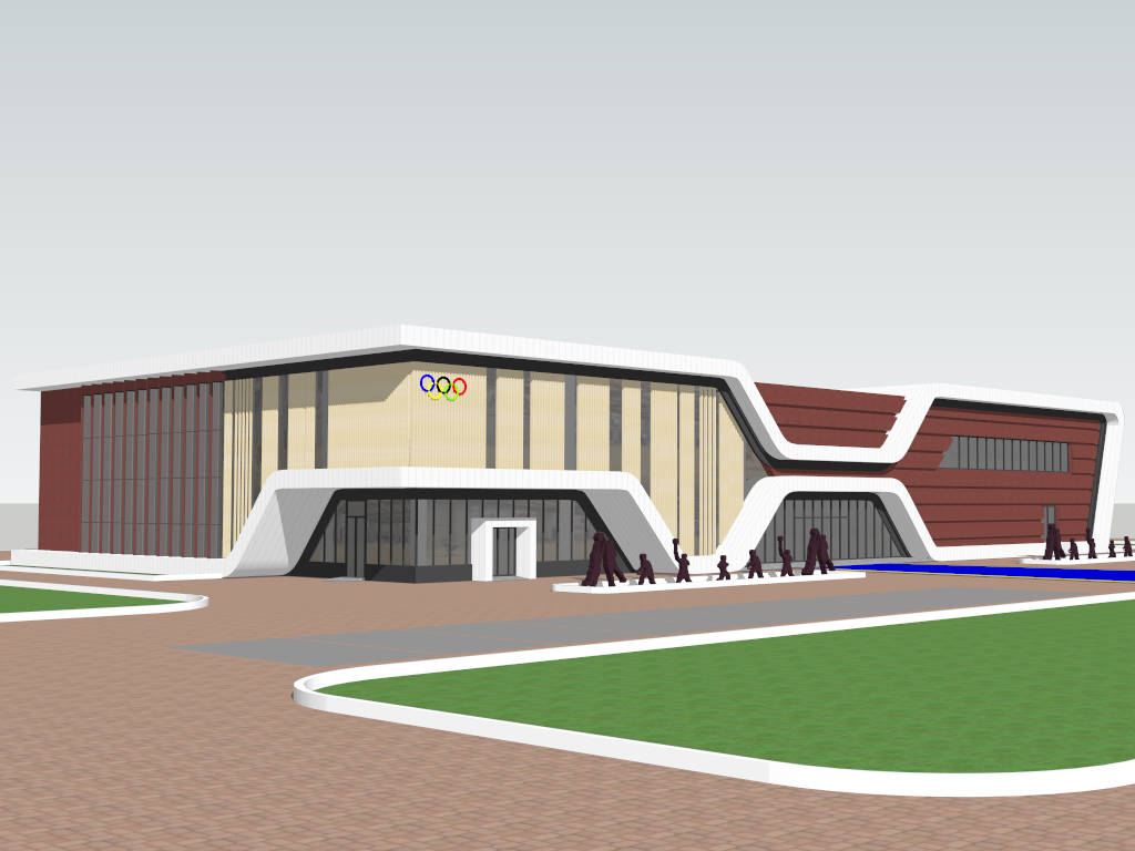 Olympic Basketball Arena Architecture sketchup model preview - SketchupBox