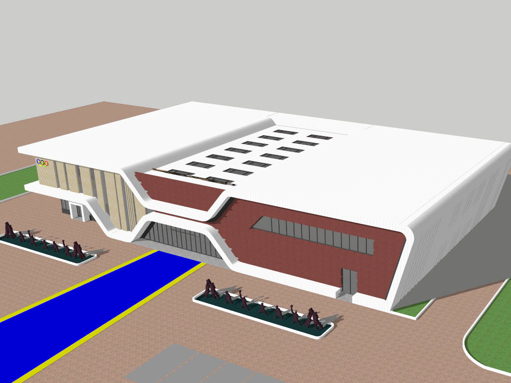 Olympic Basketball Arena Architecture sketchup model preview - SketchupBox