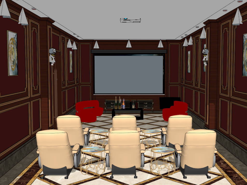 Home Cinema Room Design Idea sketchup model preview - SketchupBox