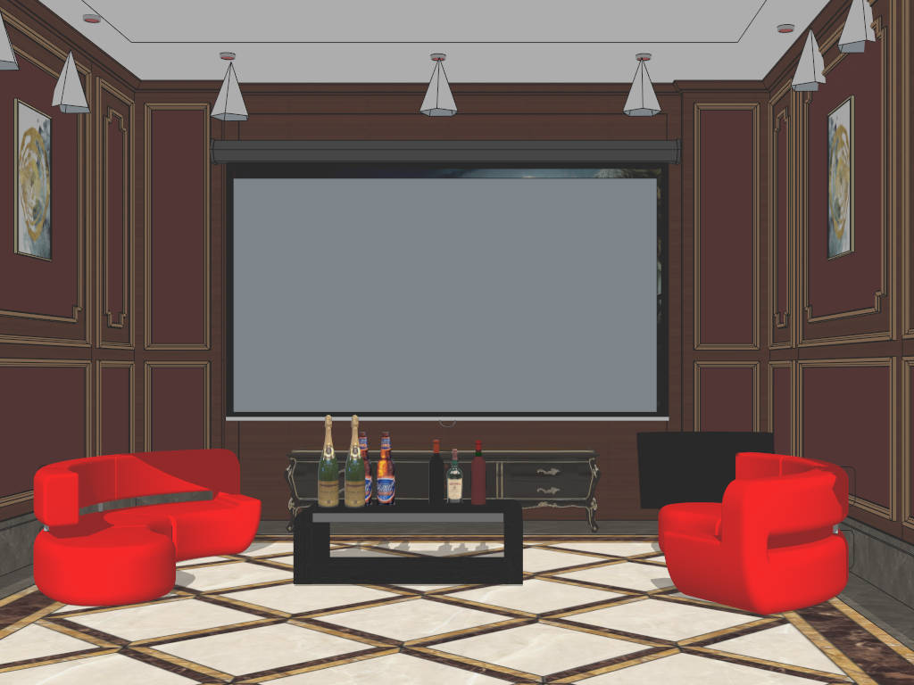 Home Cinema Room Design Idea sketchup model preview - SketchupBox