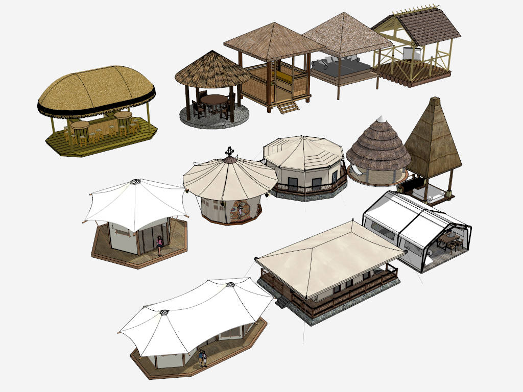 Camping Tent and Pavilion Shelters sketchup model preview - SketchupBox
