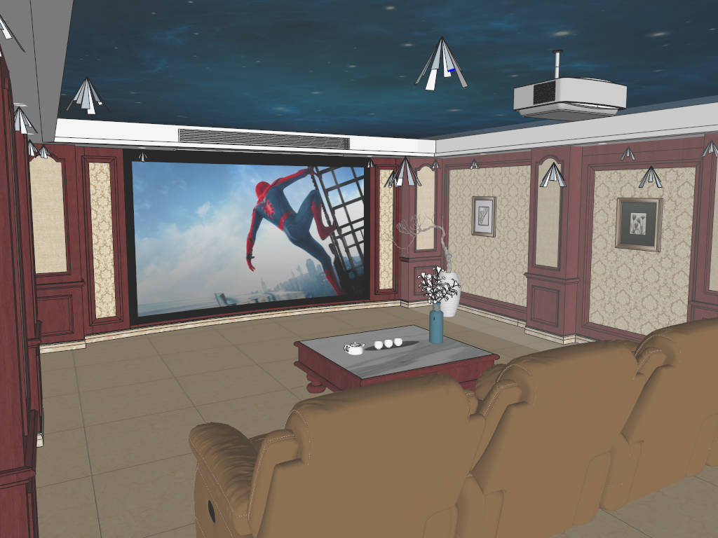 Home Cinema Design sketchup model preview - SketchupBox