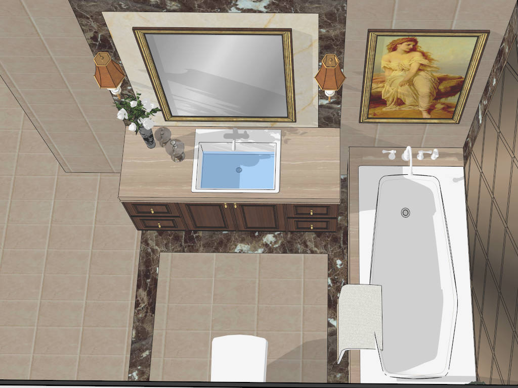 Bathroom Remodel with Bathtub and Vanity sketchup model preview - SketchupBox