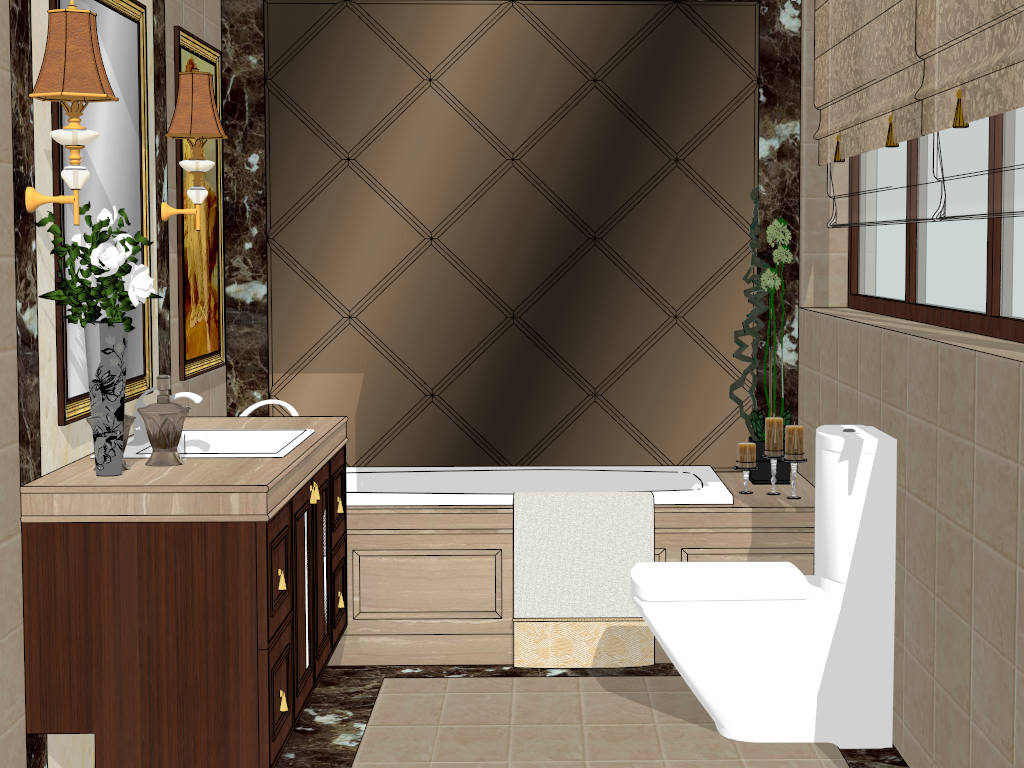 Bathroom Remodel with Bathtub and Vanity sketchup model preview - SketchupBox