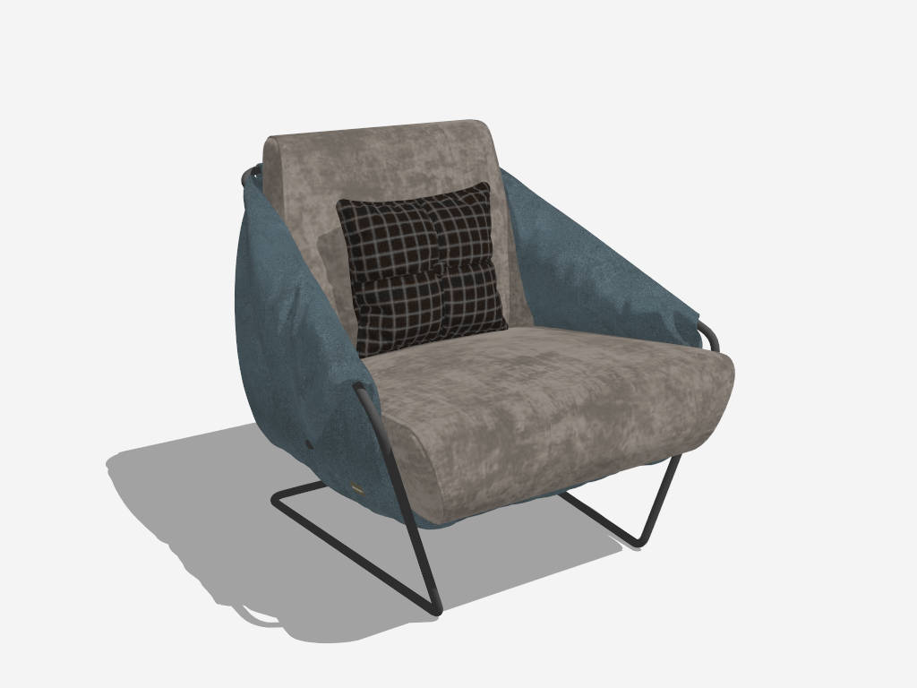 Industrial Fabric Accent Chair sketchup model preview - SketchupBox