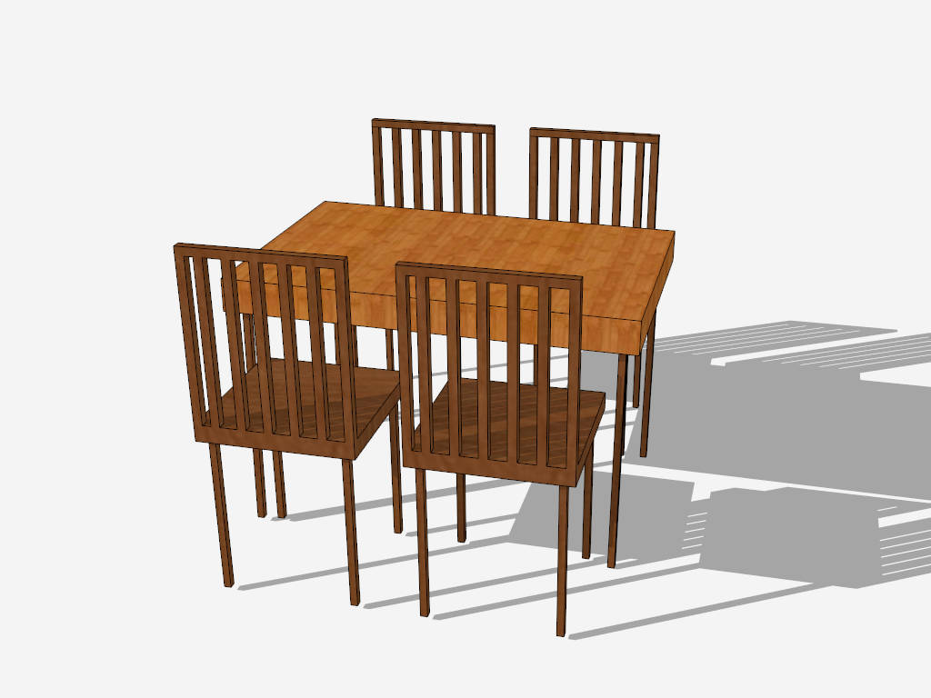 Wood Dining Table Set For 4 sketchup model preview - SketchupBox