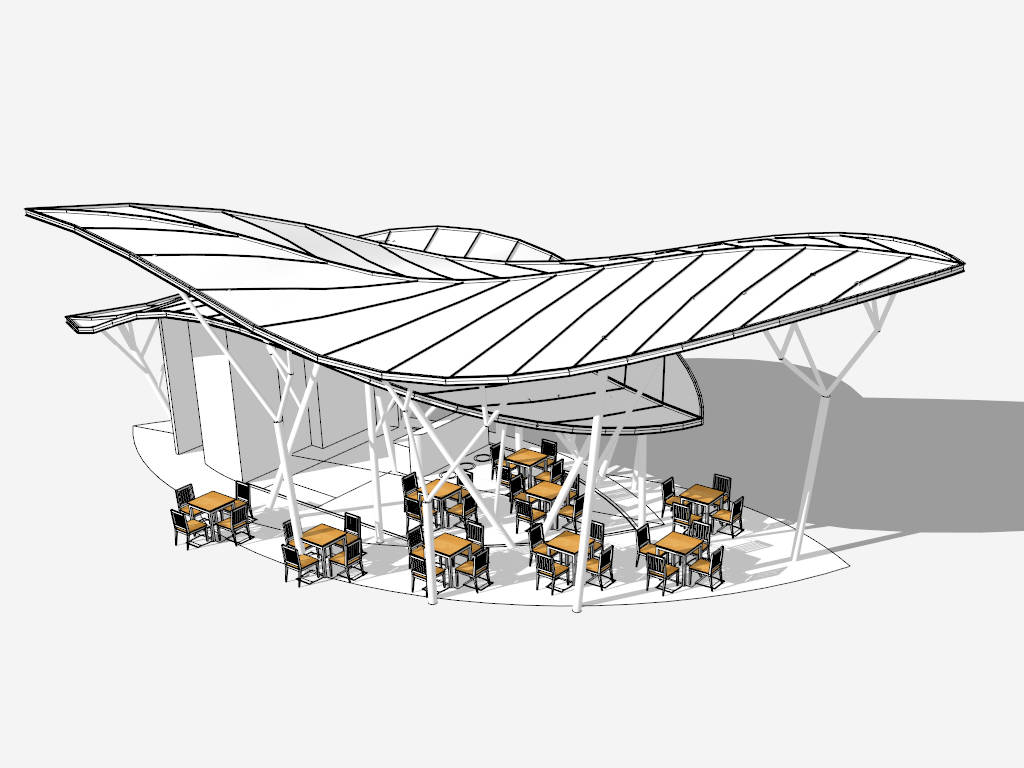 Modern Outdoor Coffee Shop Design sketchup model preview - SketchupBox
