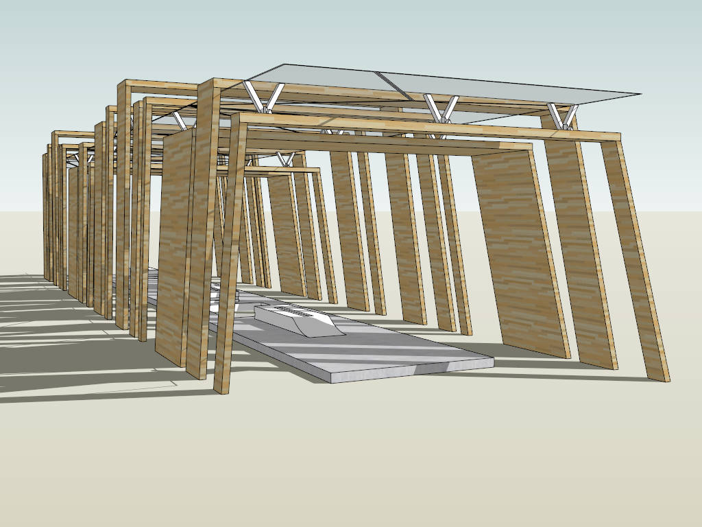 Timber Pergola Breezeway sketchup model preview - SketchupBox