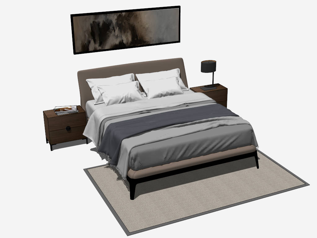 Modern 3 Piece Bedroom Set sketchup model preview - SketchupBox