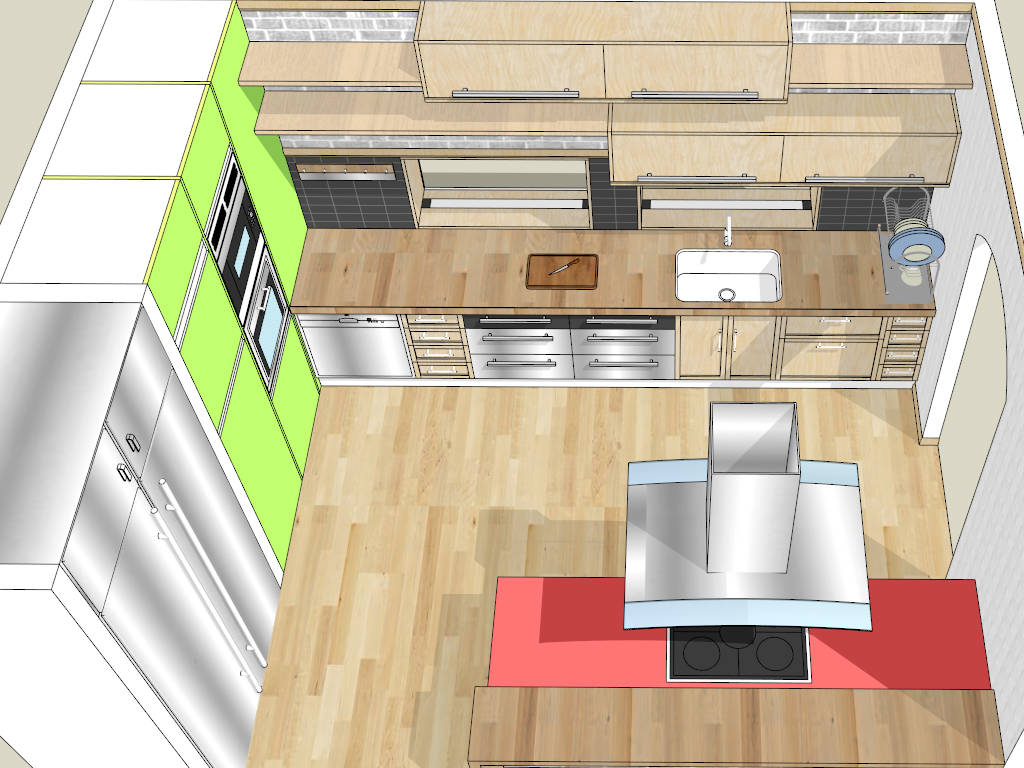Square Kitchen Layout Idea sketchup model preview - SketchupBox