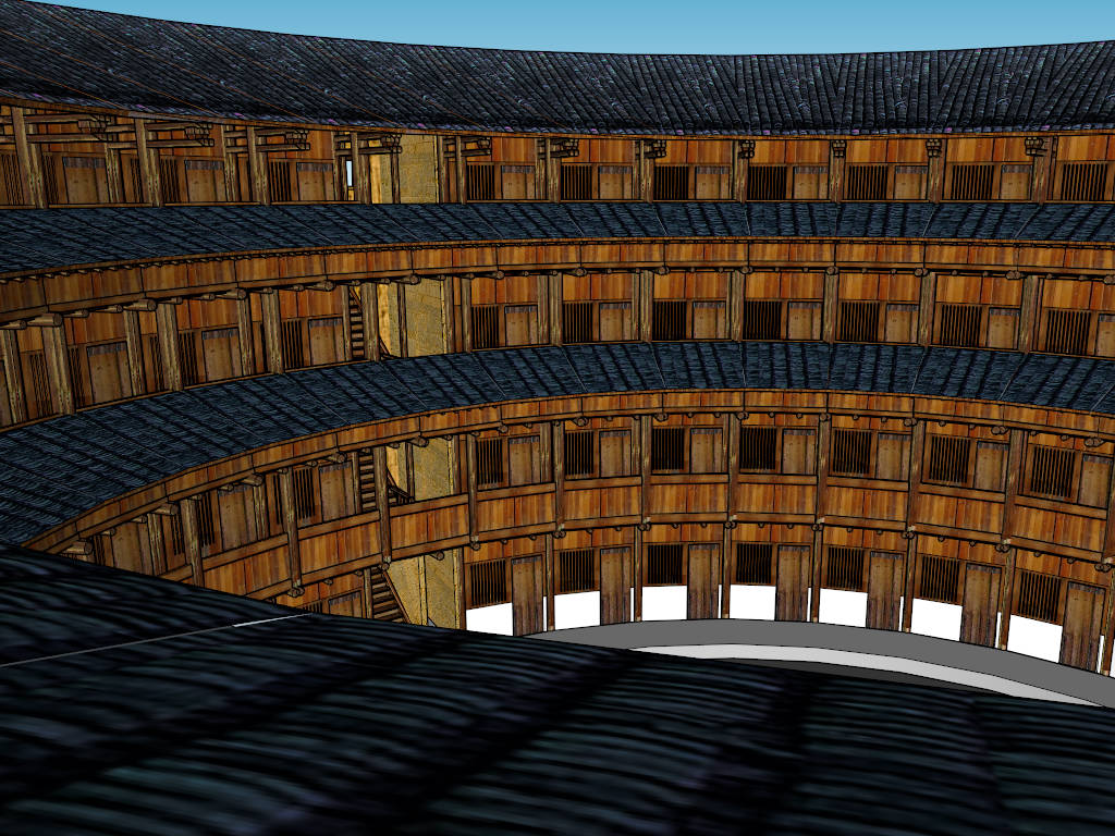 Fujian Tulou Earthen Building sketchup model preview - SketchupBox