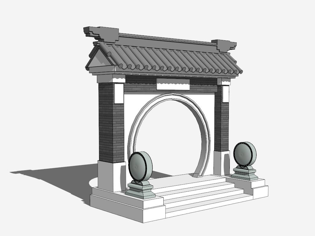 Chinese Moon Gate sketchup model preview - SketchupBox