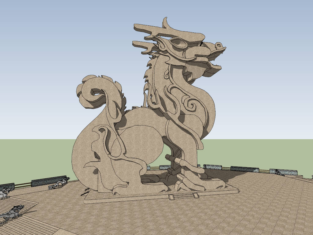 Qilin Statue sketchup model preview - SketchupBox