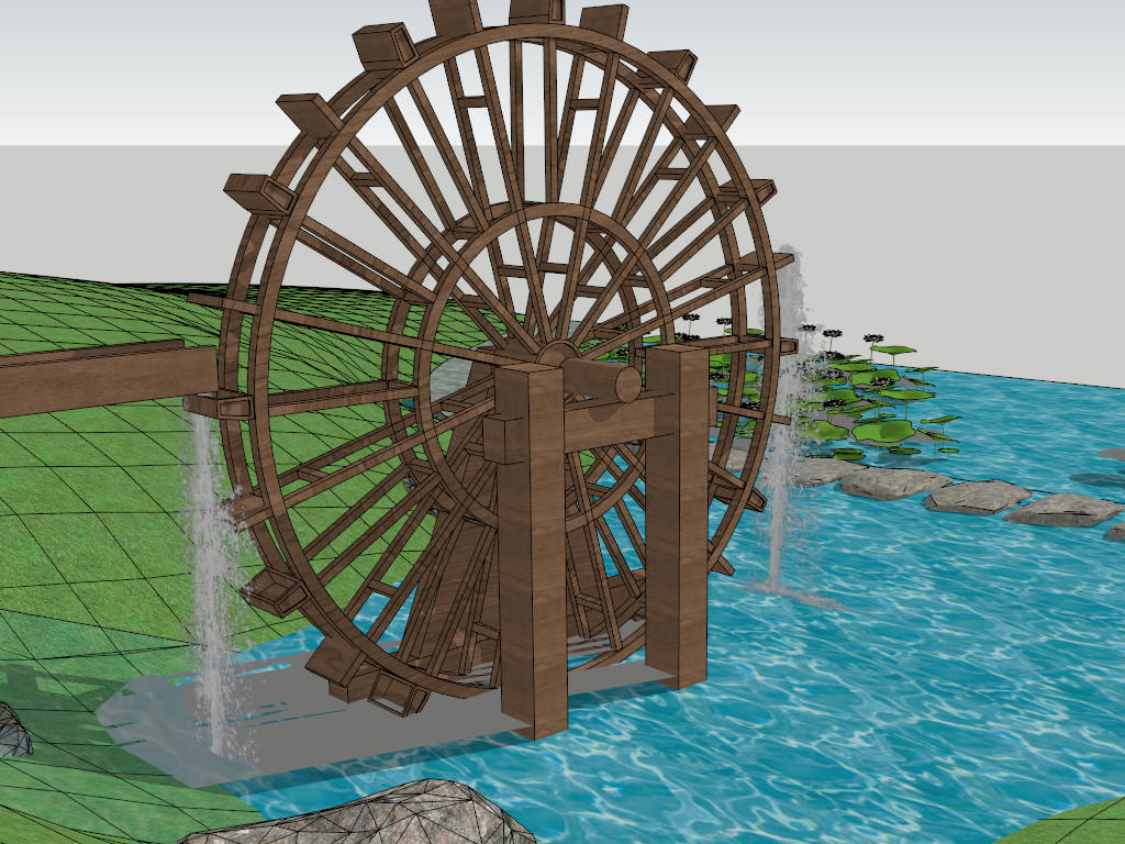 Garden Water Wheel sketchup model preview - SketchupBox