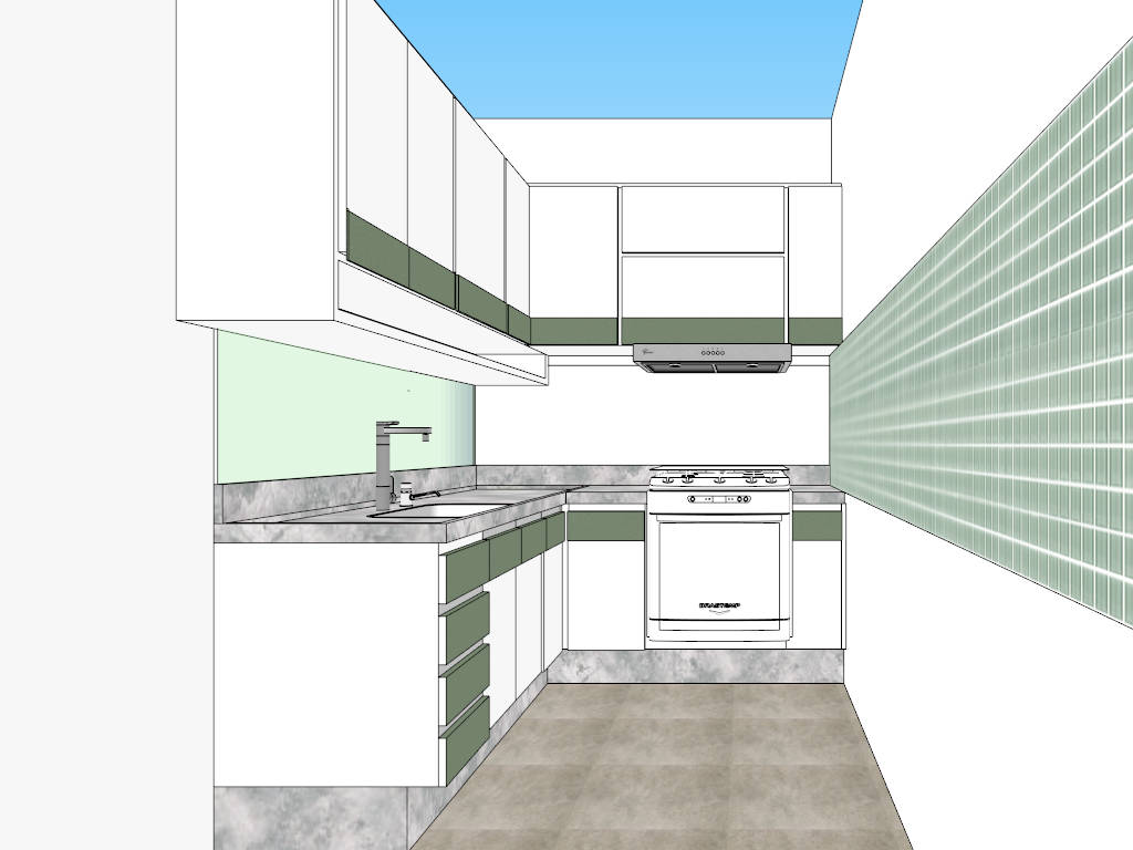 Small Apartment Kitchen Design sketchup model preview - SketchupBox