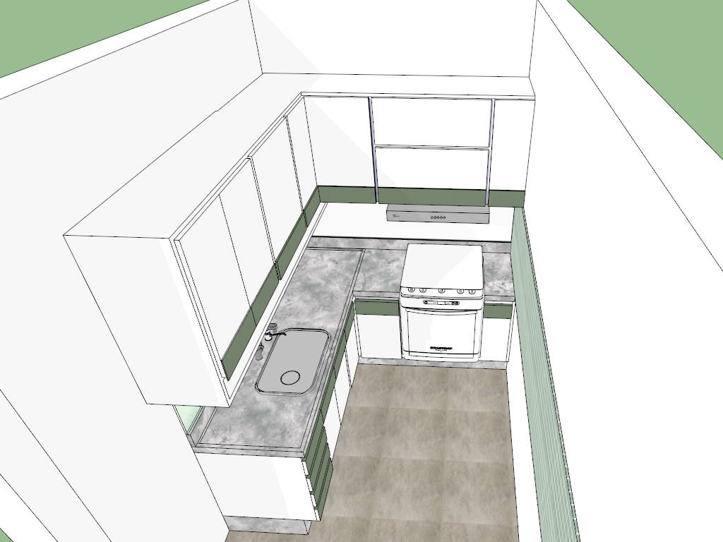 Small Apartment Kitchen Design sketchup model preview - SketchupBox