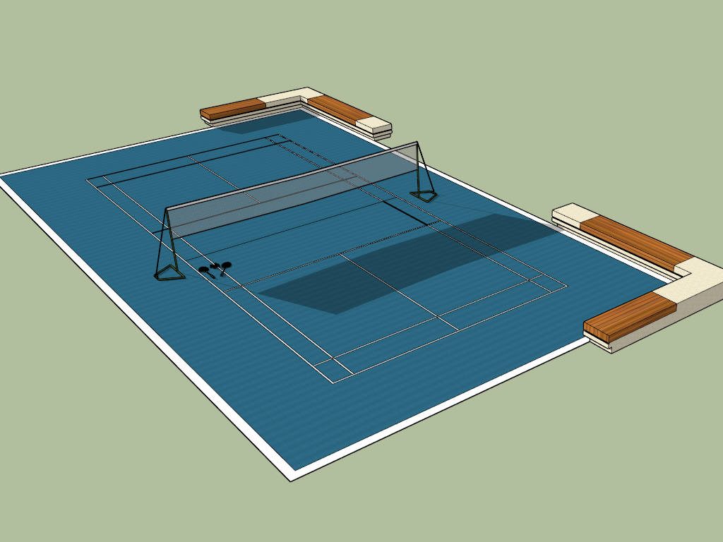 Outdoor Badminton Court sketchup model preview - SketchupBox