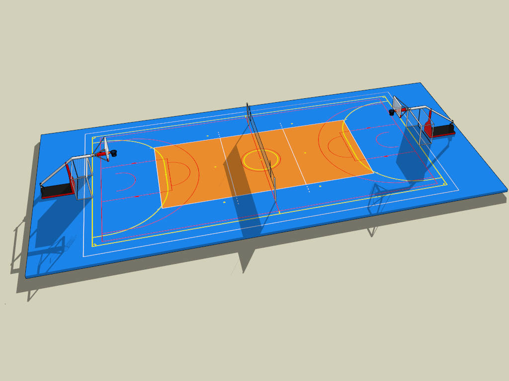 Basketball and Badminton Court sketchup model preview - SketchupBox
