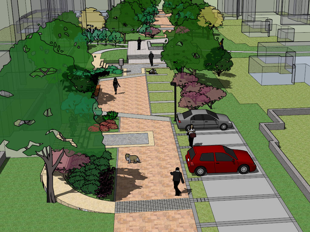 Residential Garden Landscape Design sketchup model preview - SketchupBox