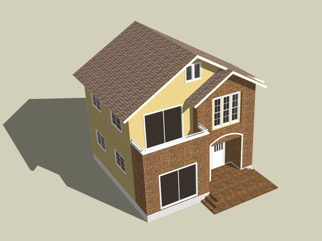 Two Storey Brick House sketchup model preview - SketchupBox