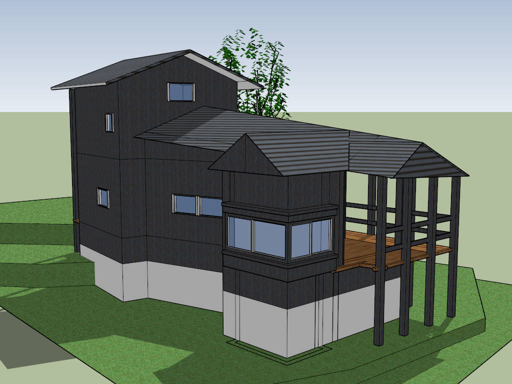 Rustic Home Exterior sketchup model preview - SketchupBox