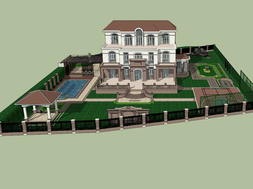 Luxury Villa Home Exterior sketchup model preview - SketchupBox