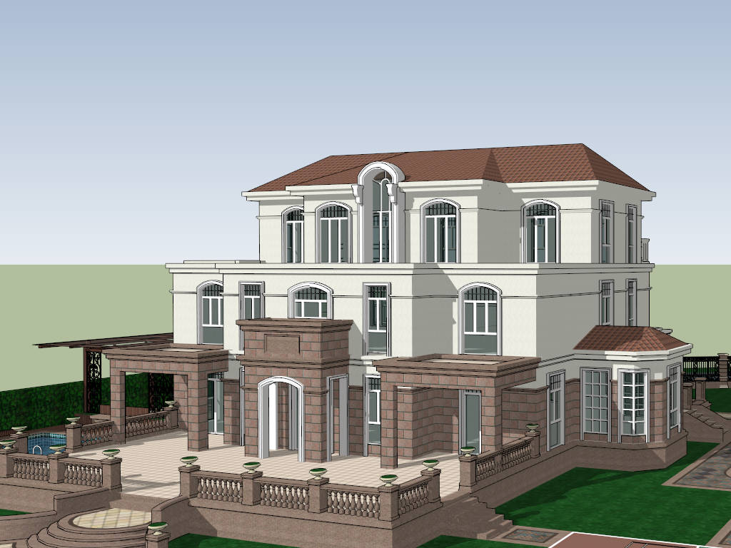 Luxury Villa Home Exterior sketchup model preview - SketchupBox