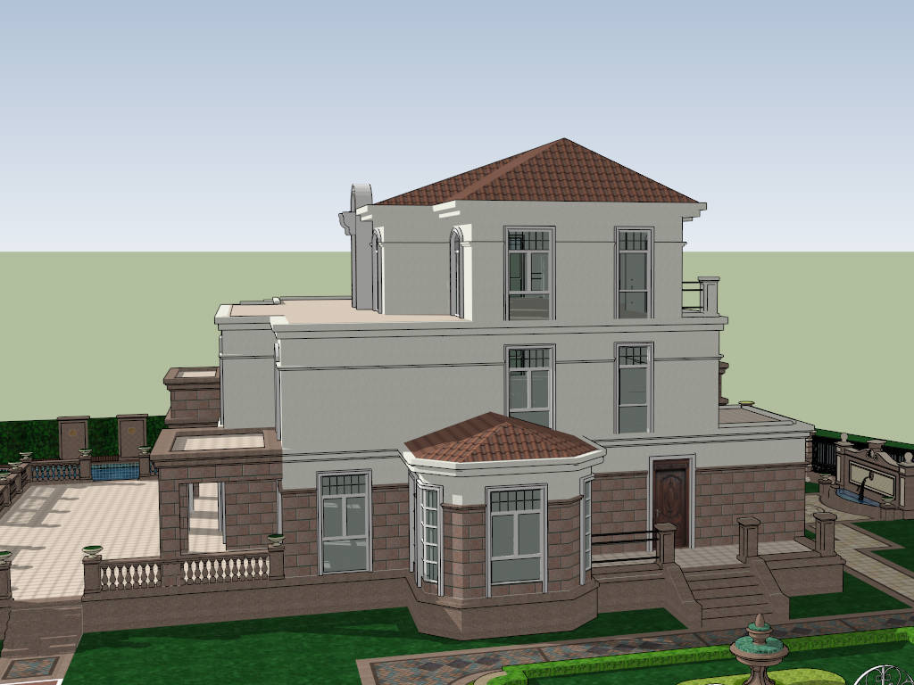 Luxury Villa Home Exterior sketchup model preview - SketchupBox