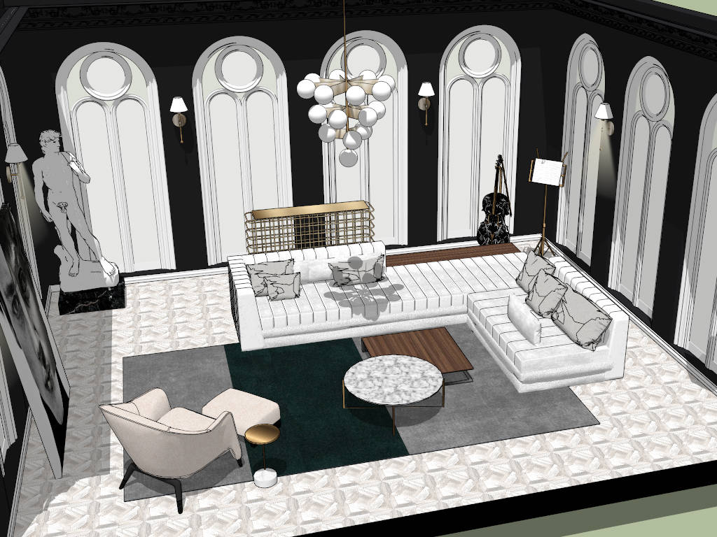 Roman Style Living Room Ideas sketchup model preview - SketchupBox