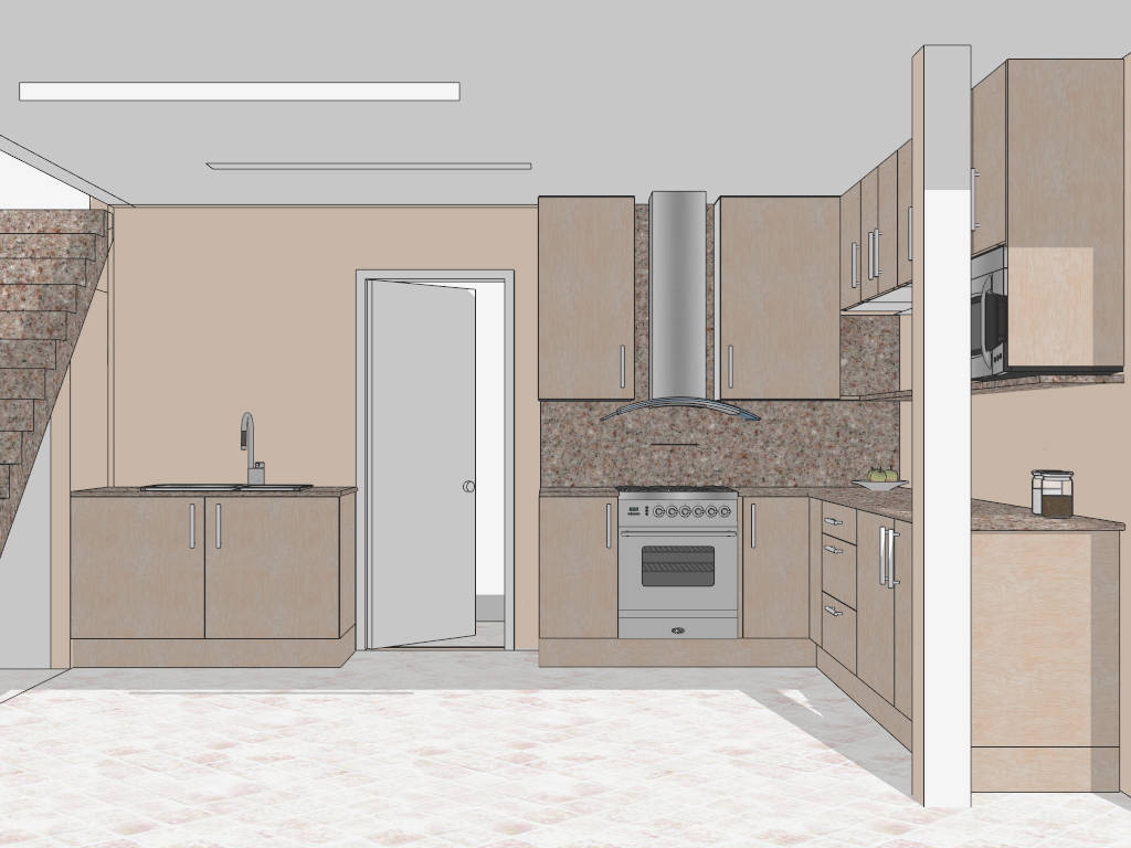 Loft Kitchen Design Ideas sketchup model preview - SketchupBox