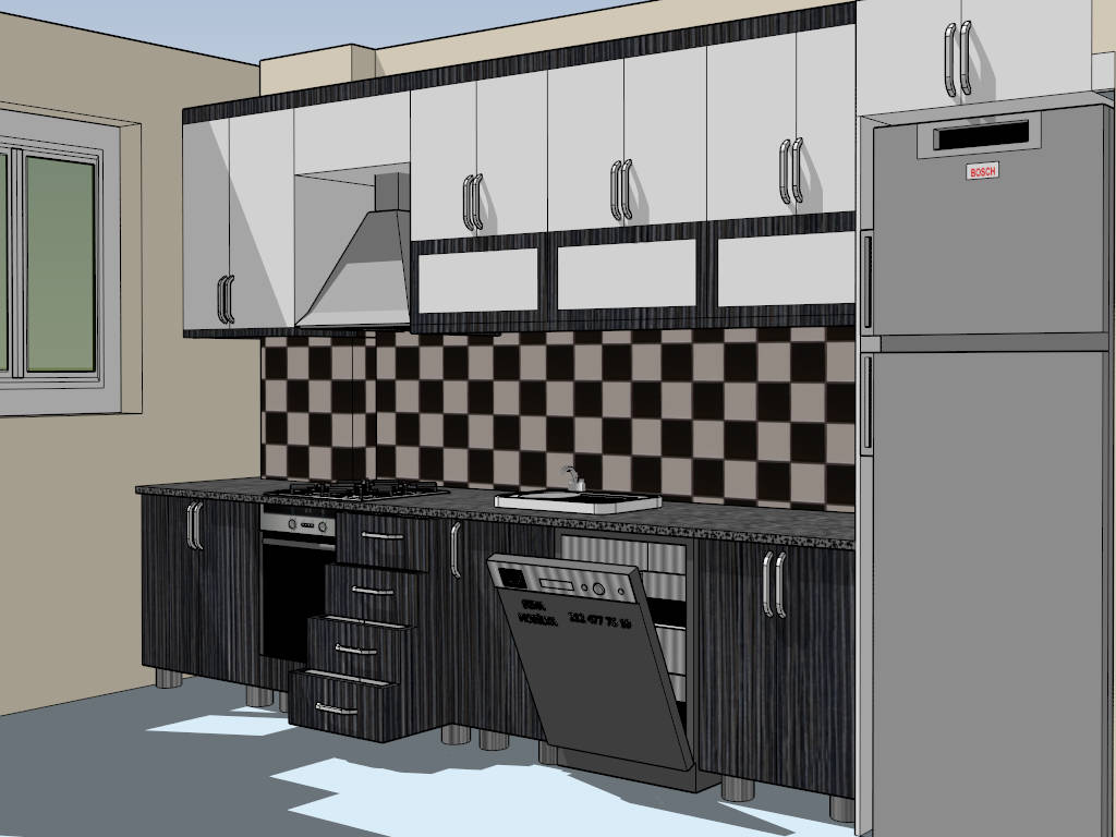 Black and White Kitchen Designs sketchup model preview - SketchupBox