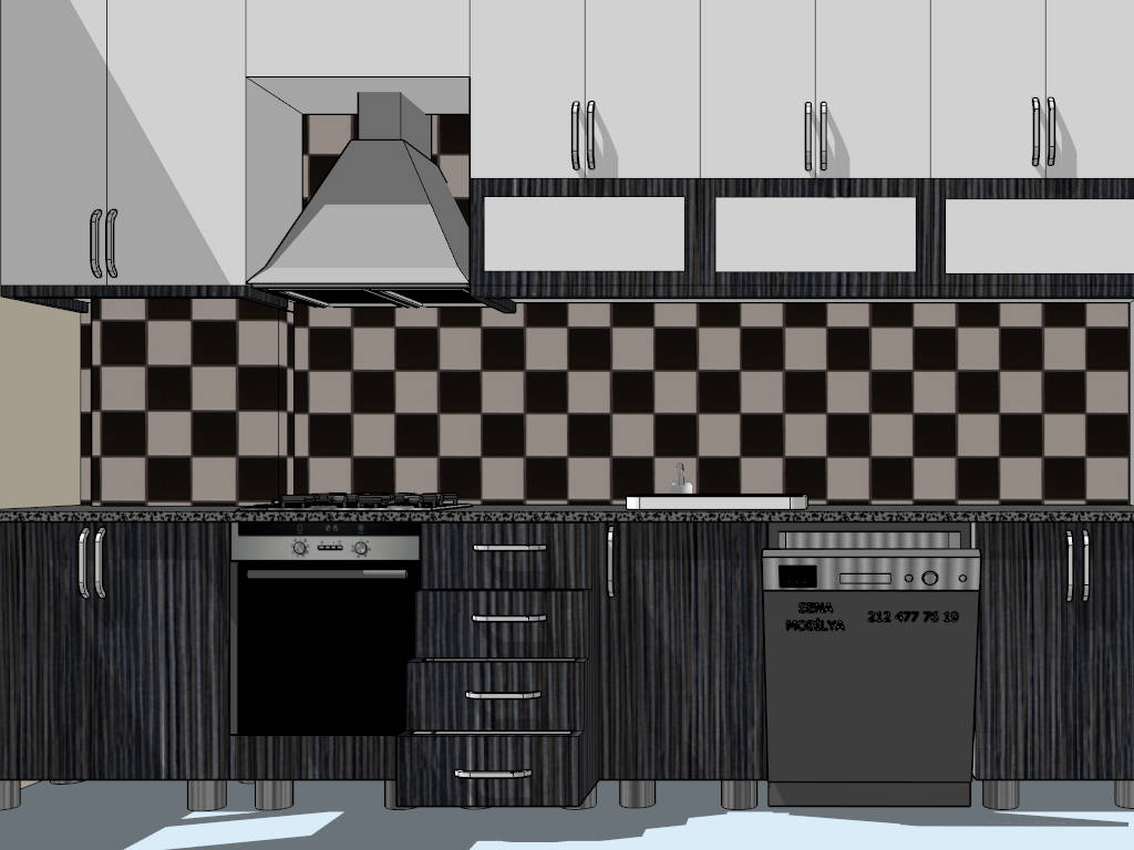Black and White Kitchen Designs sketchup model preview - SketchupBox