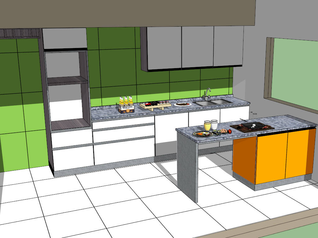 Green Orange Kitchen Ideas sketchup model preview - SketchupBox