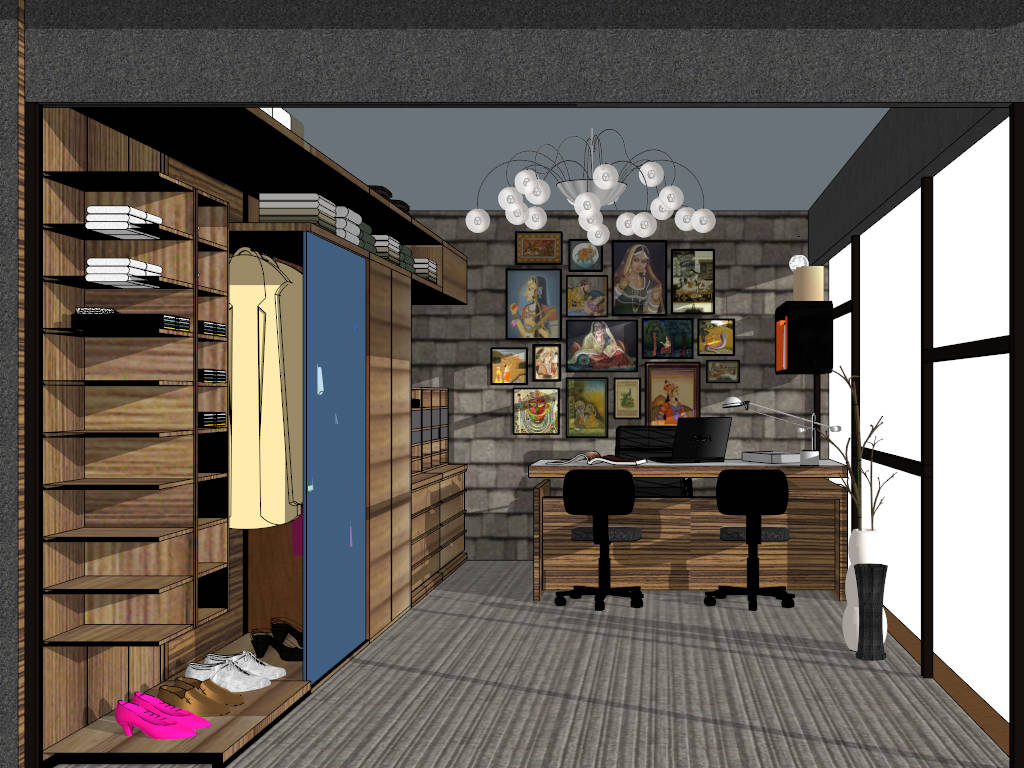 Industrial Home Office Design Ideas sketchup model preview - SketchupBox