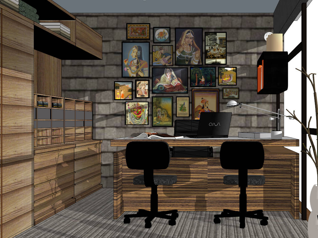 Industrial Home Office Design Ideas sketchup model preview - SketchupBox