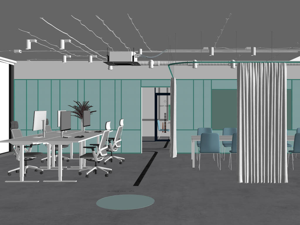 Modern Office Workspace Ideas sketchup model preview - SketchupBox