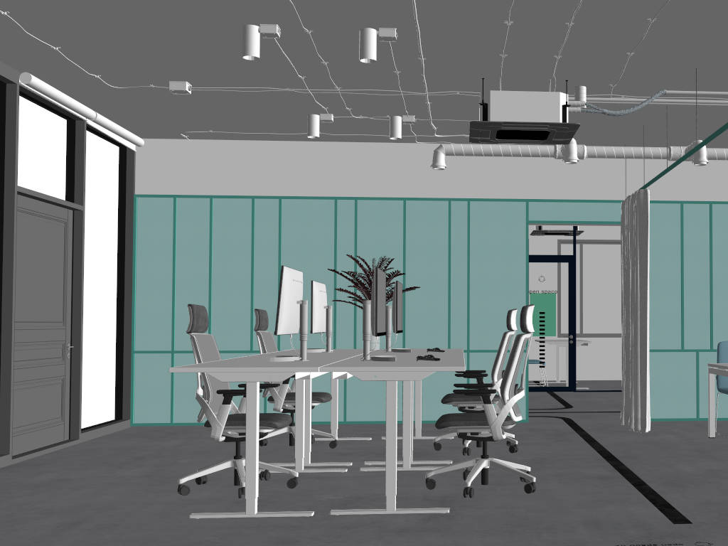 Modern Office Workspace Ideas sketchup model preview - SketchupBox