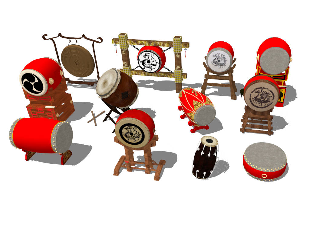 Chinese Drums Collection sketchup model preview - SketchupBox