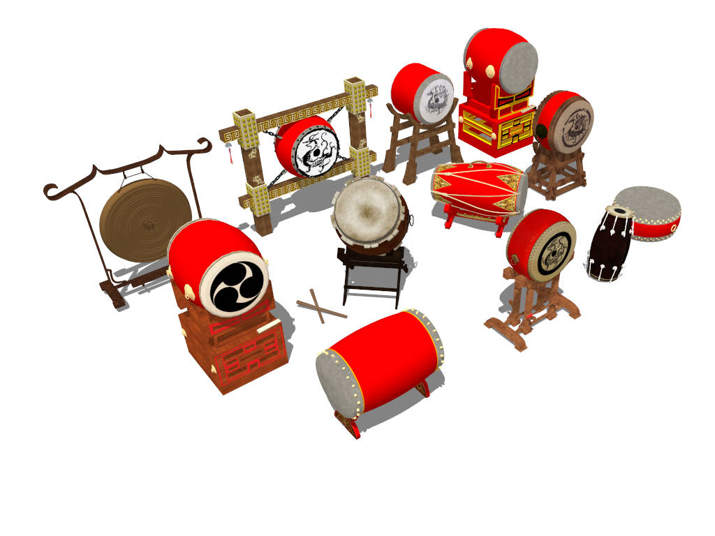 Chinese Drums Collection sketchup model preview - SketchupBox