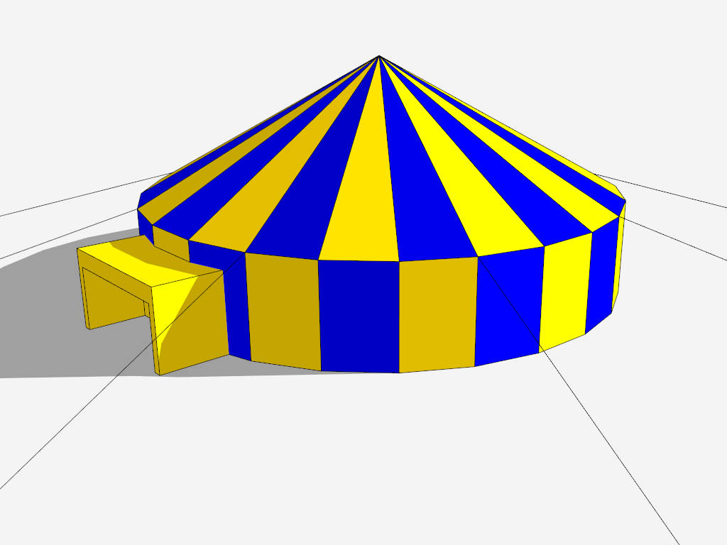 Yellow And Blue Circus Tent SketchUp 3D Model .skp File Download ...