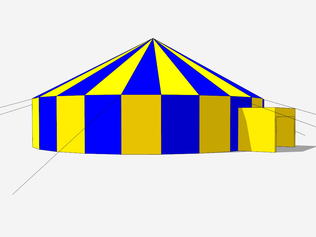 Yellow And Blue Circus Tent SketchUp 3D Model .skp File Download ...