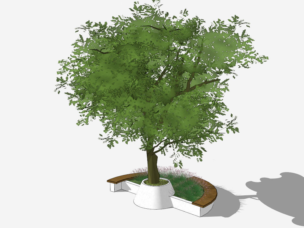 Half Round Tree Bench sketchup model preview - SketchupBox