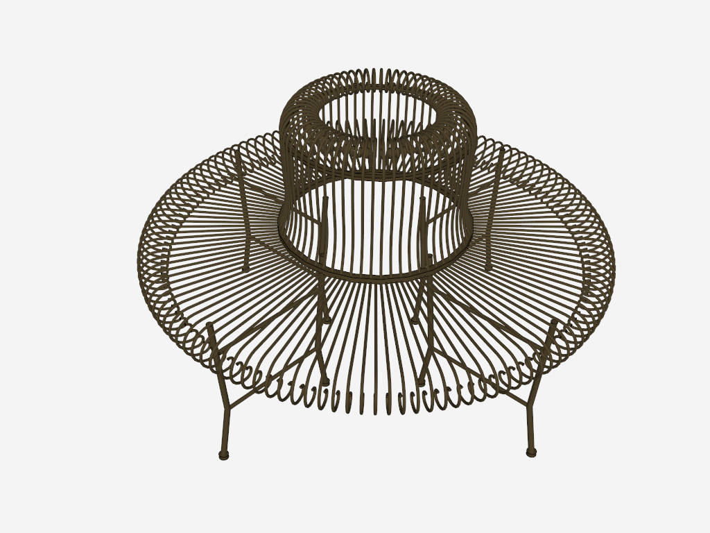Round Metal Tree Surround Bench sketchup model preview - SketchupBox
