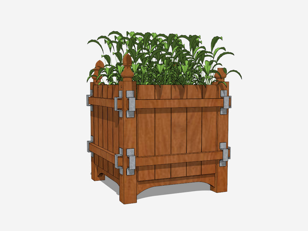 Wooden Patio Planter Box sketchup model preview - SketchupBox