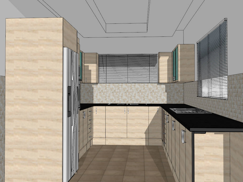 Small U Shaped Kitchen Layout Ideas sketchup model preview - SketchupBox