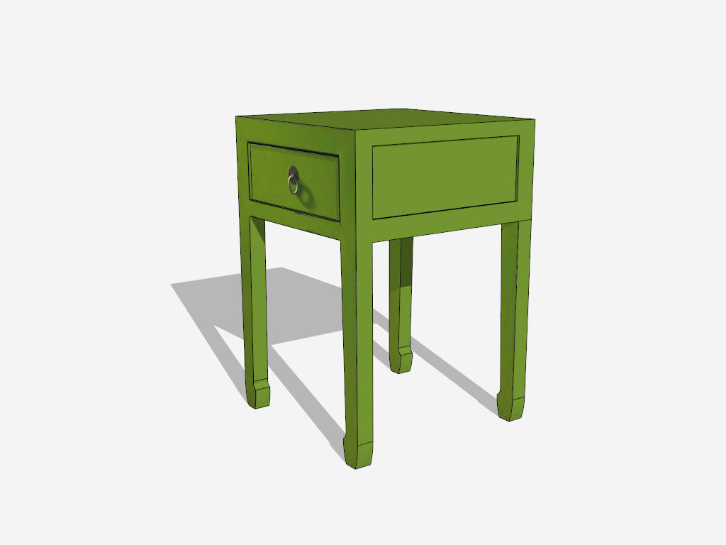 Vintage Green One Drawer Nightstand sketchup model preview - SketchupBox