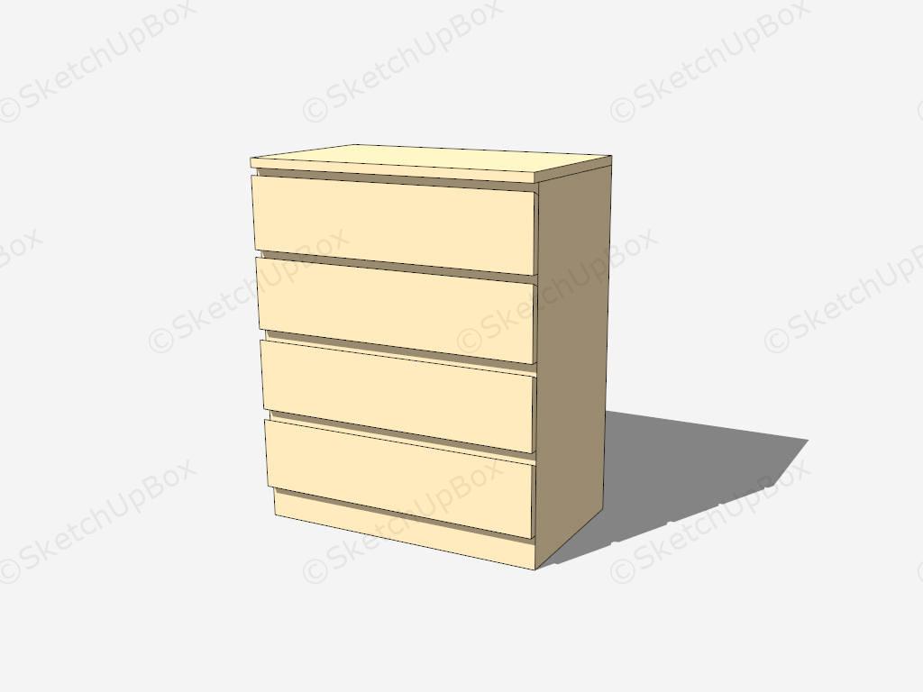 Small Bedroom Dresser With 4 Drawers sketchup model preview - SketchupBox